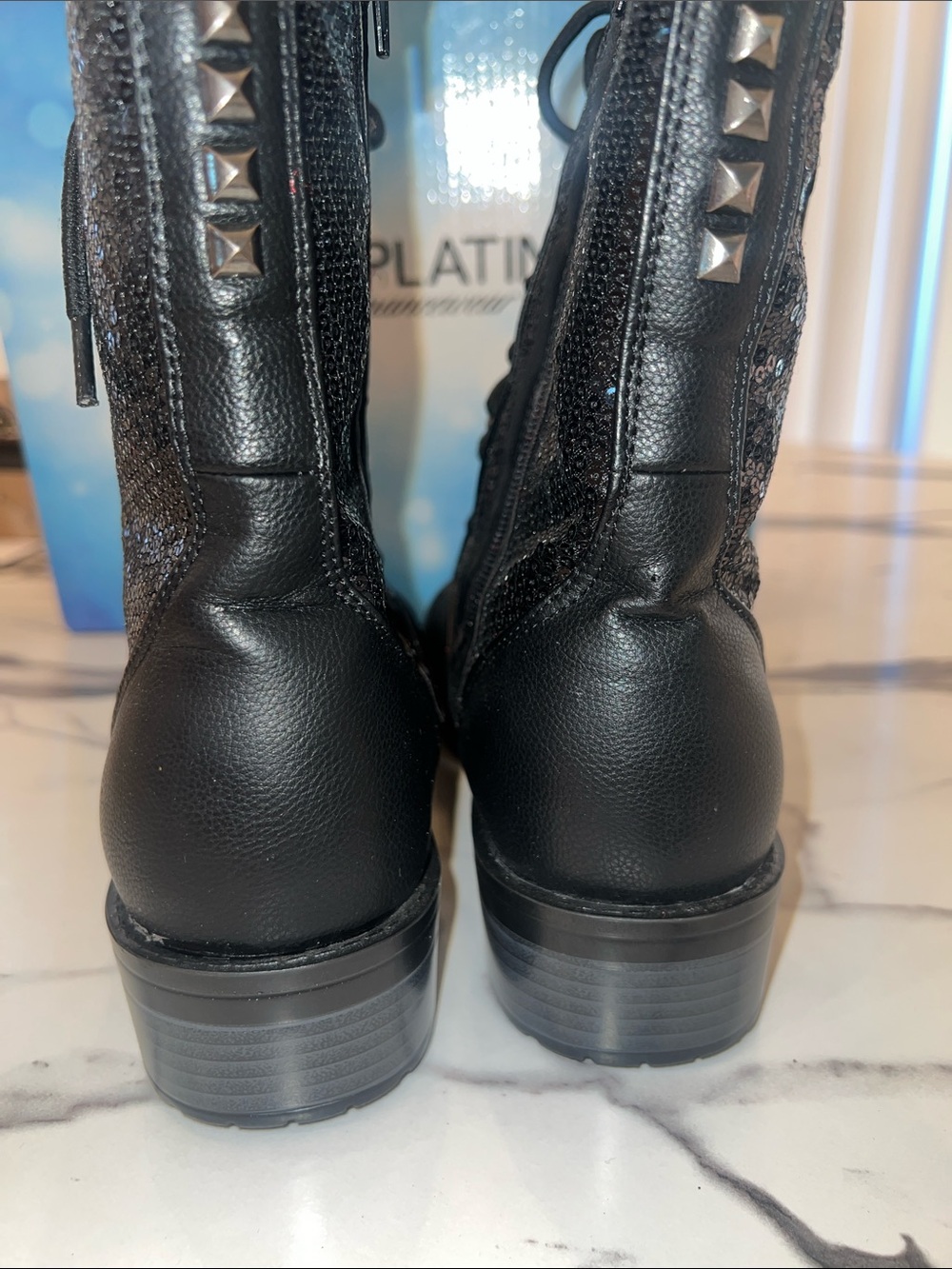 Double Platinum Performancewear Black Lace-Up Boots with Sparkle Side Panels - Picture 10 of 10